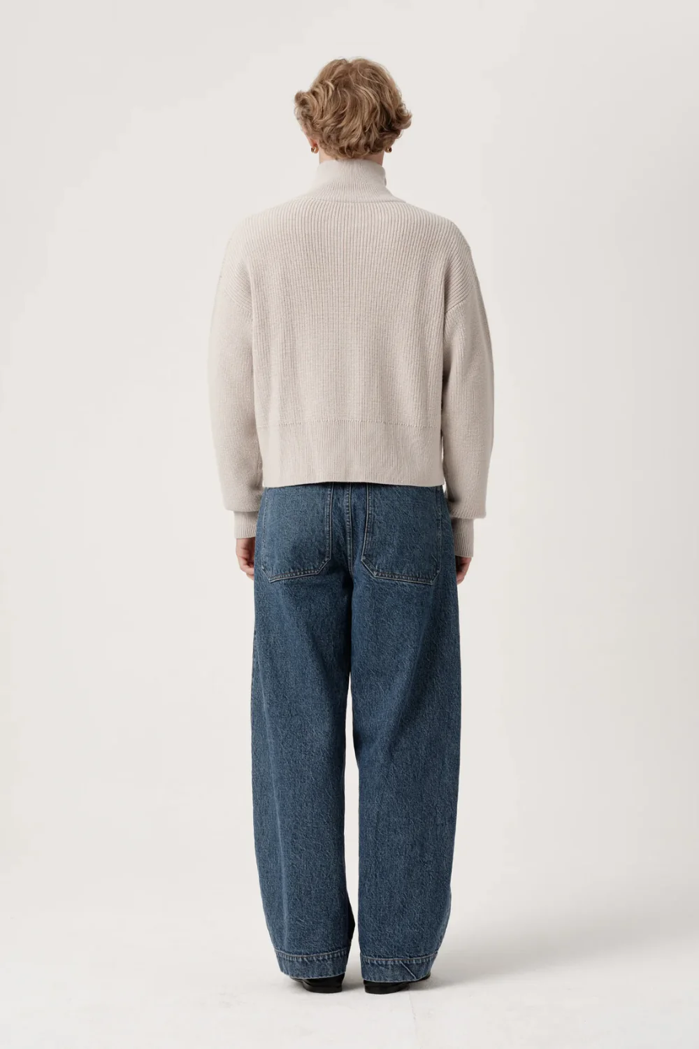 ASHA JASPER - Funnel-Neck Merino Cardigan / Pumice - Image 3