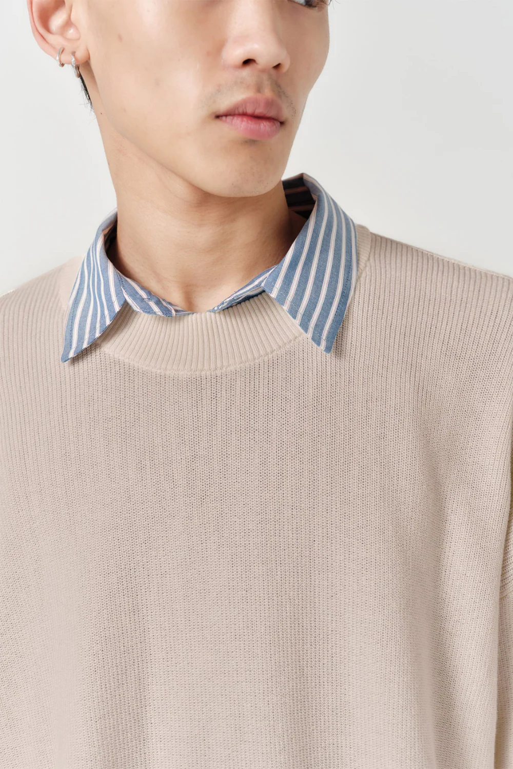 ASHA JASPER - Half-Cardigan Fine Knit - Stone - Image 3
