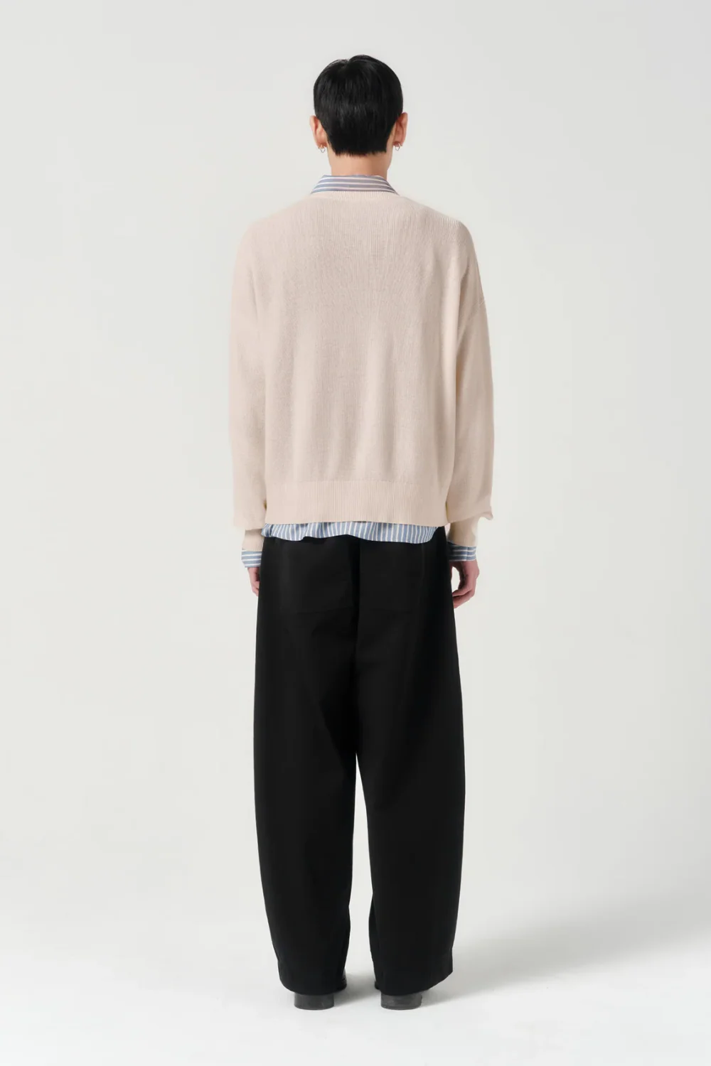 ASHA JASPER - Half-Cardigan Fine Knit - Stone - Image 4
