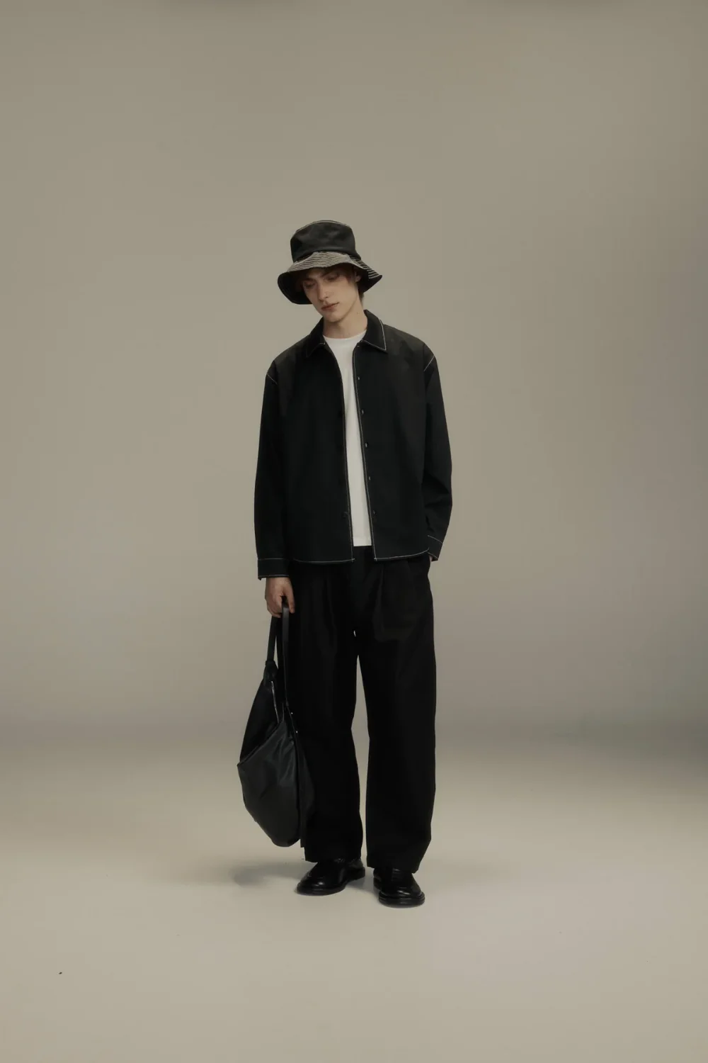 Porter James / Big Business Shirt Black Oxford + Contrast Stitch - Image 4