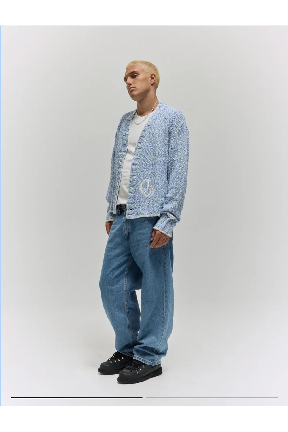 Boxed Knit - Blue Melange W Whip Stitch - Image 3