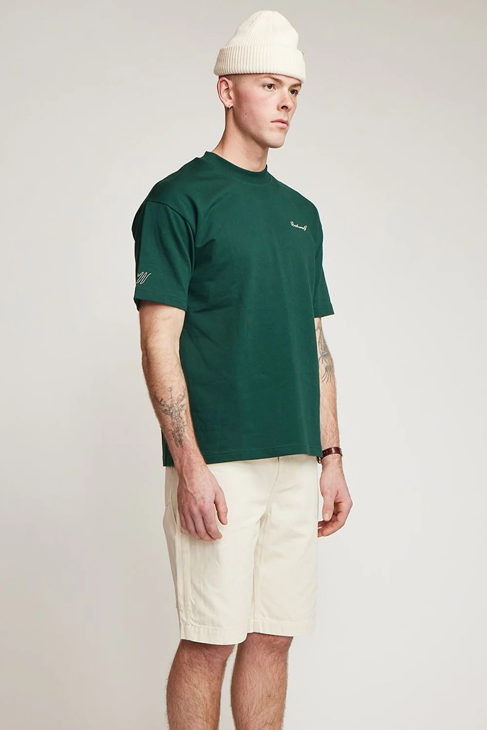 Brother Wolf Quality Goods Tee Bottle Green - Image 3