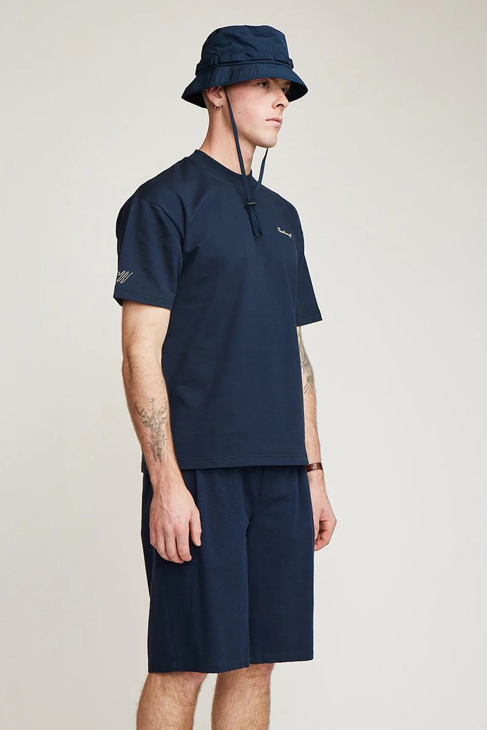 Brother Wolf Quality Goods Tee Navy - Image 3