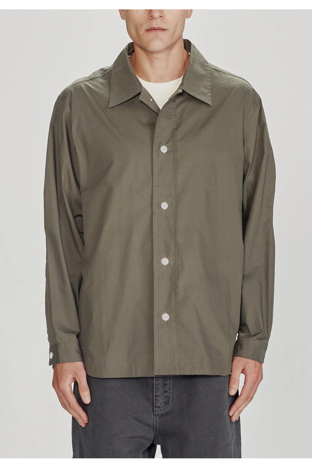 Commoners Box Fit LS Poplin Shirt Olive - Image 3