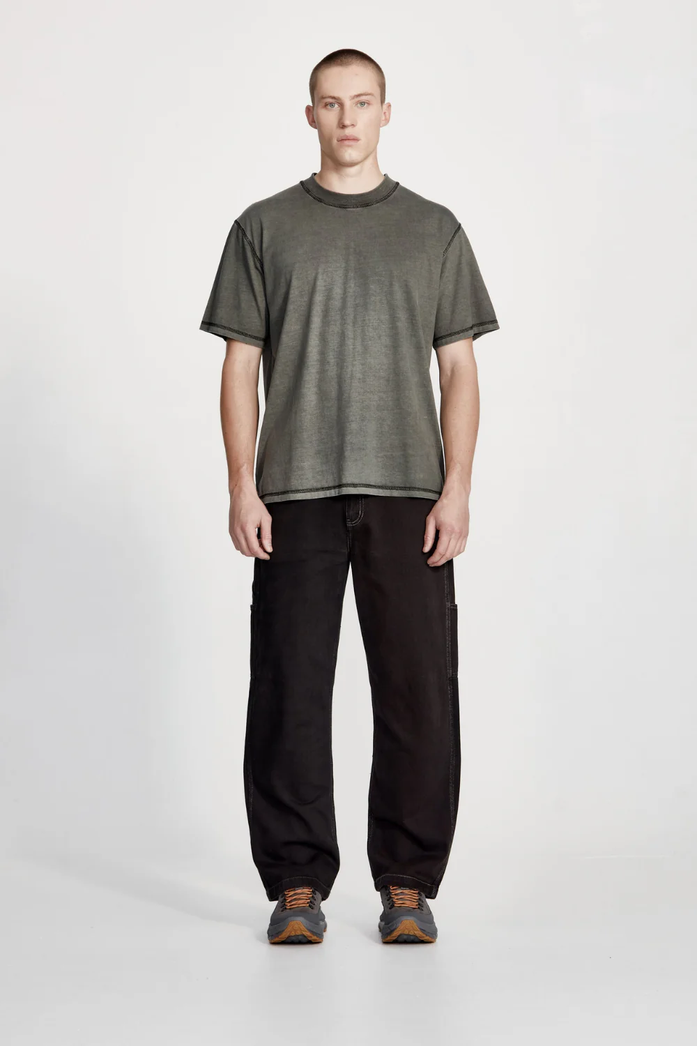 Commoners Cotton Jersey Studio Tee, Fog with Black - Image 3