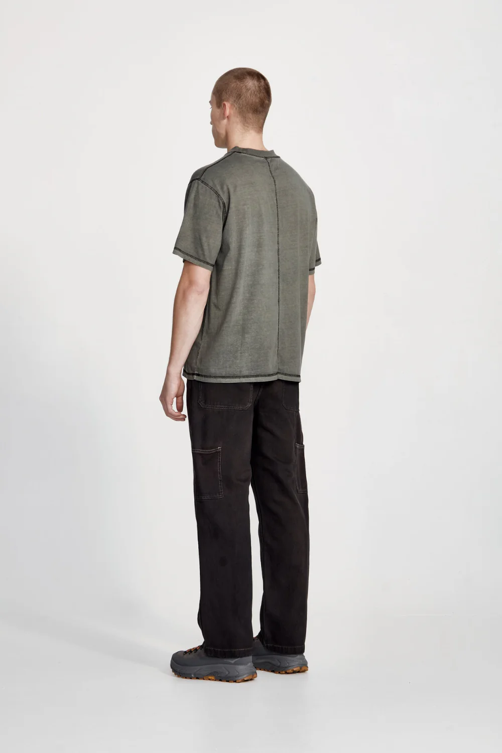 Commoners Cotton Jersey Studio Tee, Fog with Black - Image 4