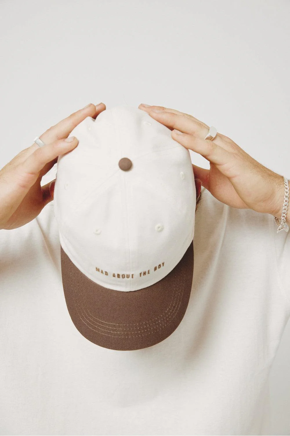 Mad About The Boy Dad Cap - Cream & Brown - Image 3