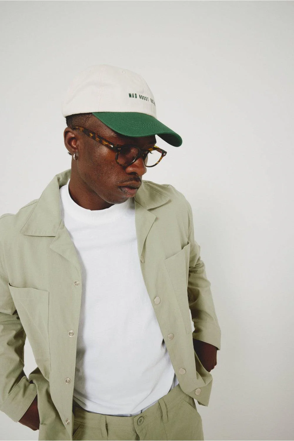 Mad About The Boy Dad Cap - Cream & Green - Image 3
