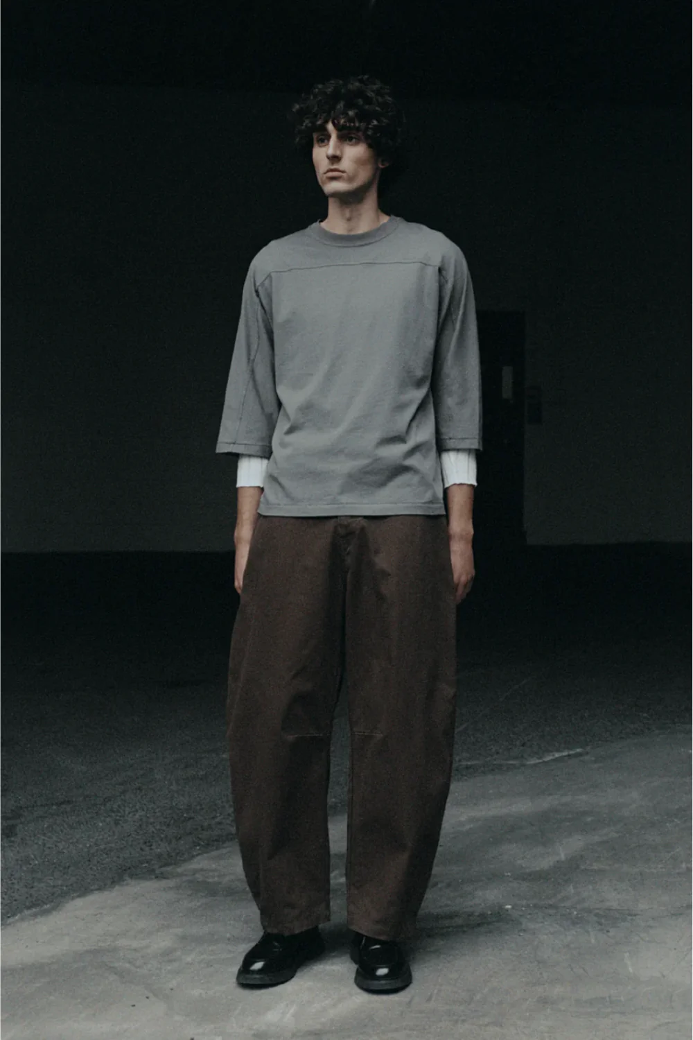Porter James / Dart-Knee Fatigue Pants Charcoal Herringbone - Image 4