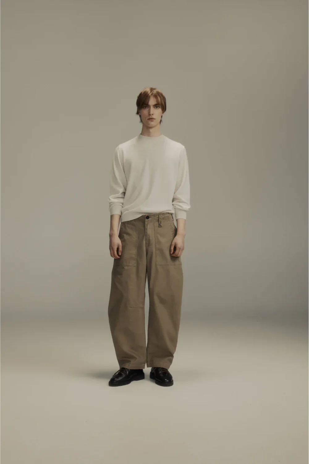 Porter James / Dart-Knee Fatigue Pants Olive Herringbone - Image 2