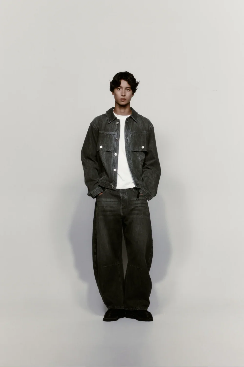 Porter James - Dart-Knee Japanese Denim - Washed Black - Image 2