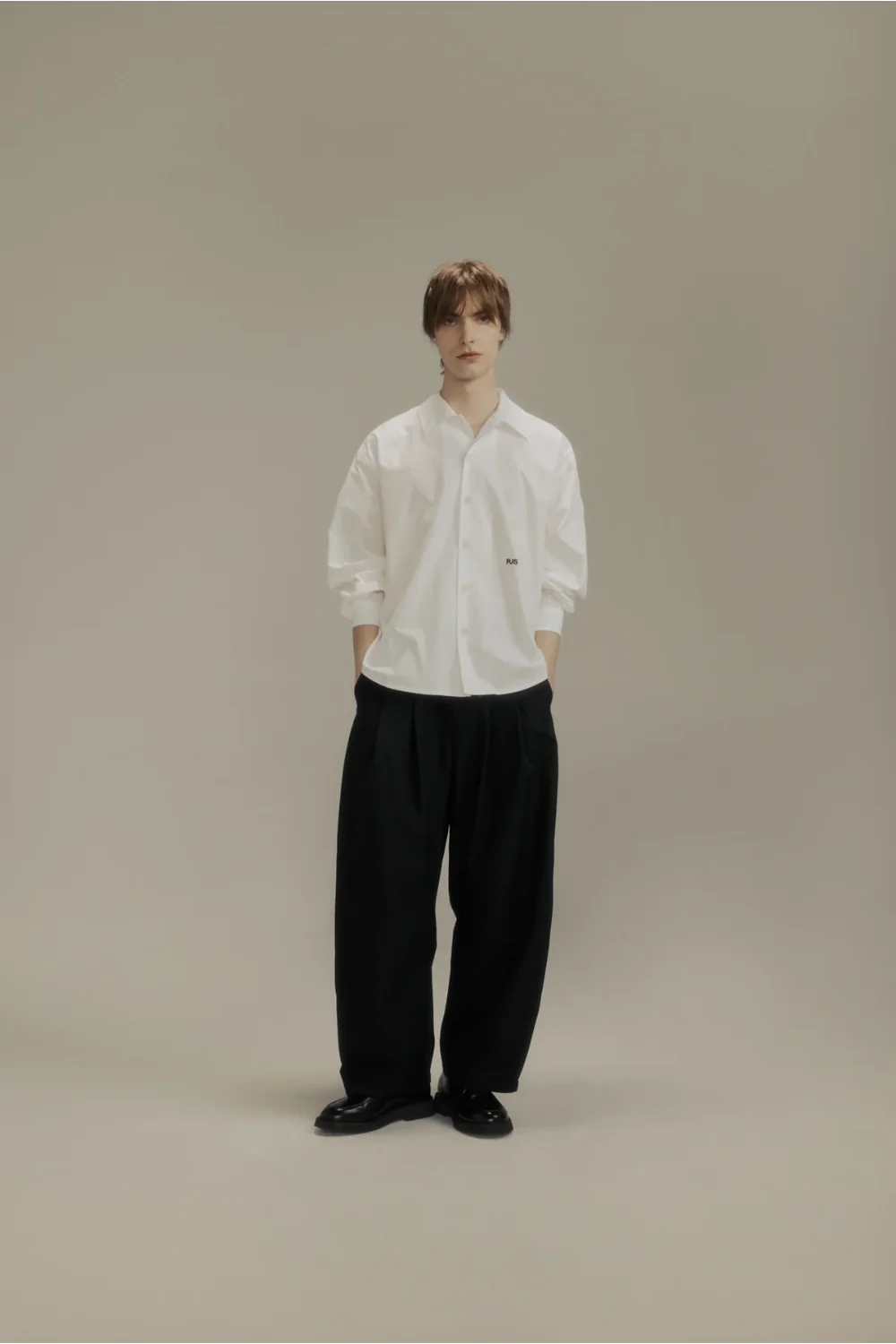 Dart Knee Pleated Trousers / Black Suiting - Image 2