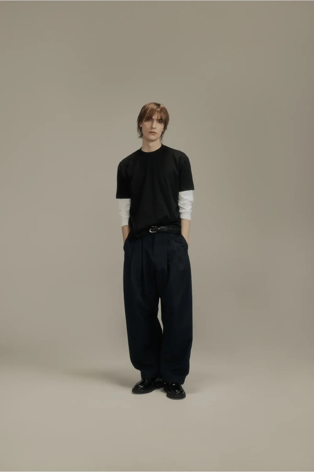 Dart Knee Pleated Trousers / Navy Suiting - Image 2