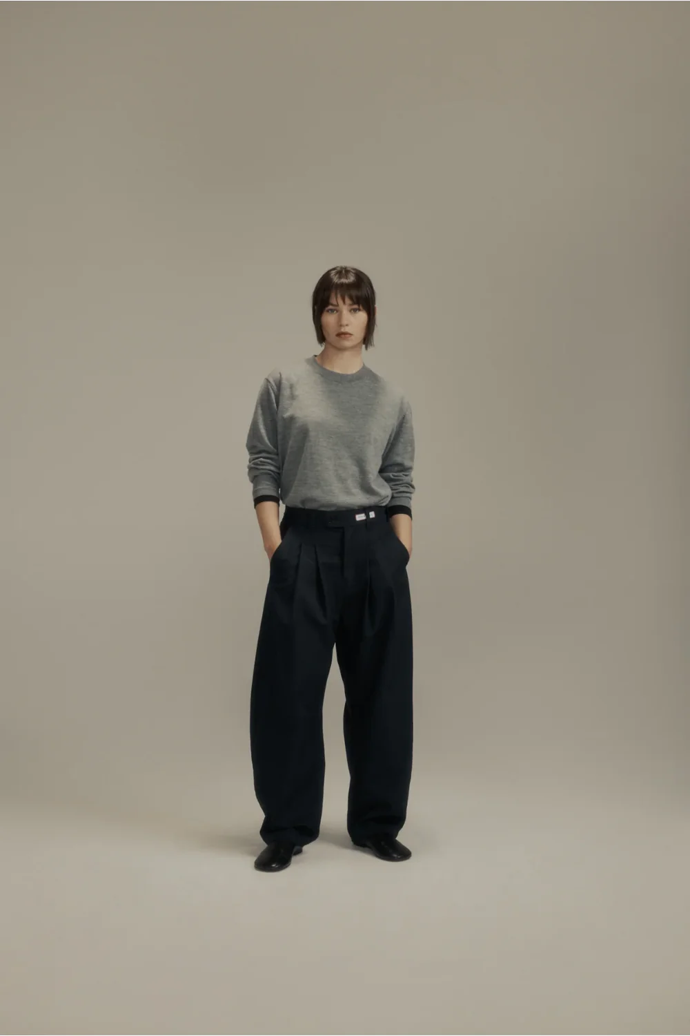 Dart Knee Pleated Trousers / Navy Suiting - Image 4
