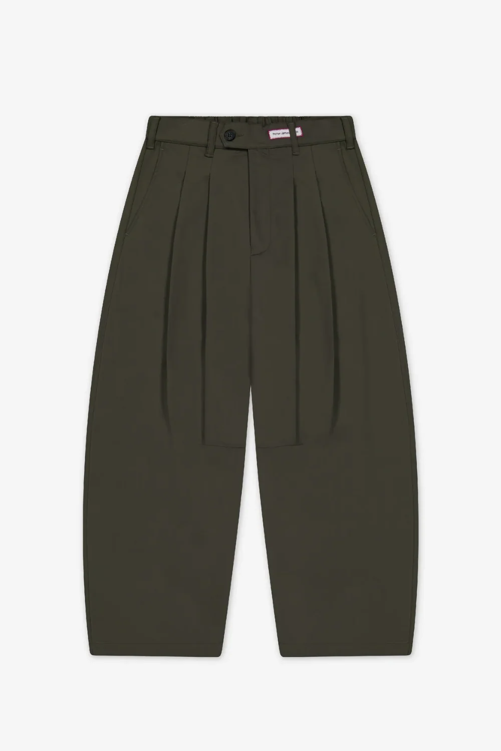 Dart-Knee Pleated Trousers - Olive