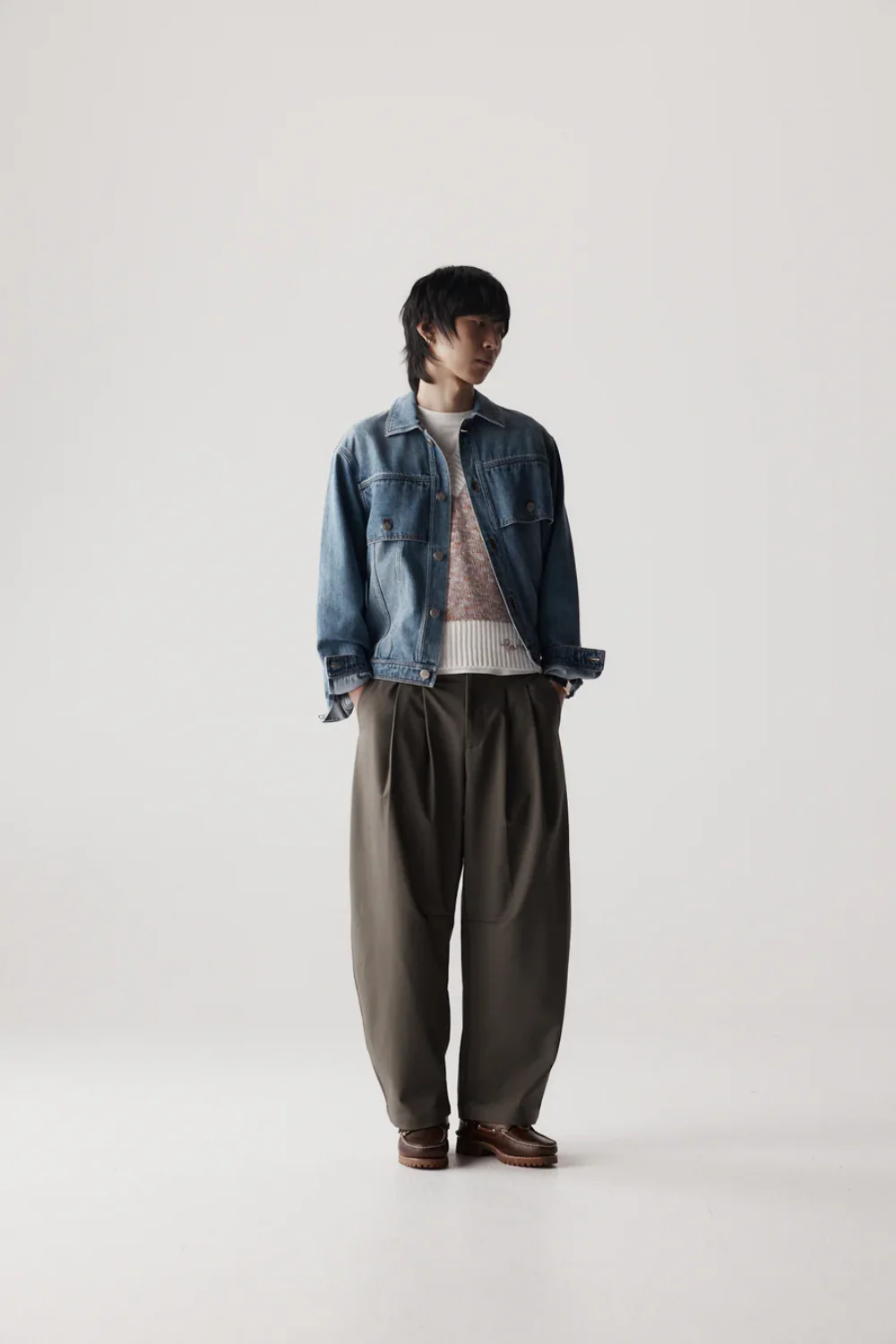 Dart-Knee Pleated Trousers - Olive - Image 2