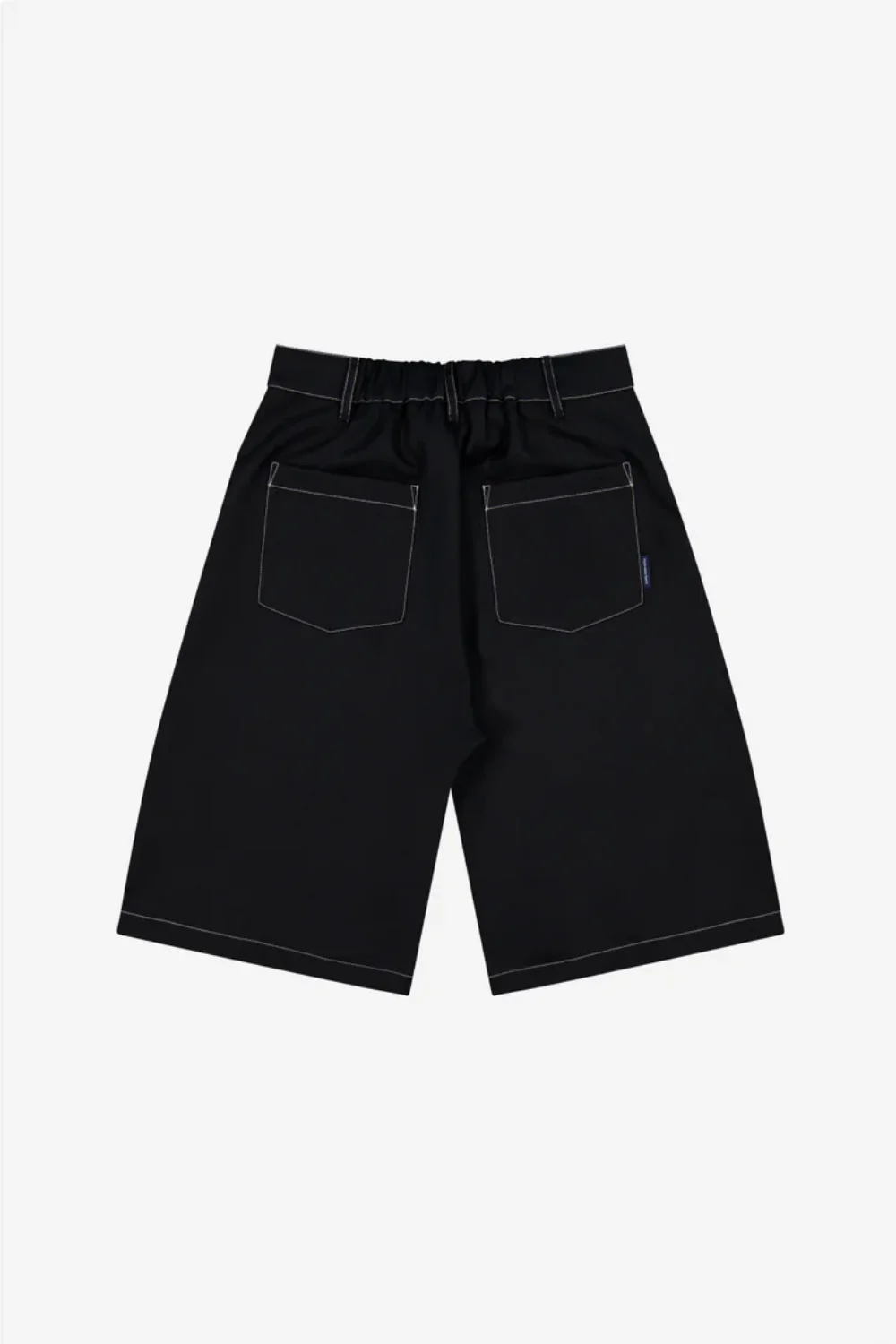 Porter James / Double-Pleated Shorts - Black Wool + Contrast Stitch - Image 3