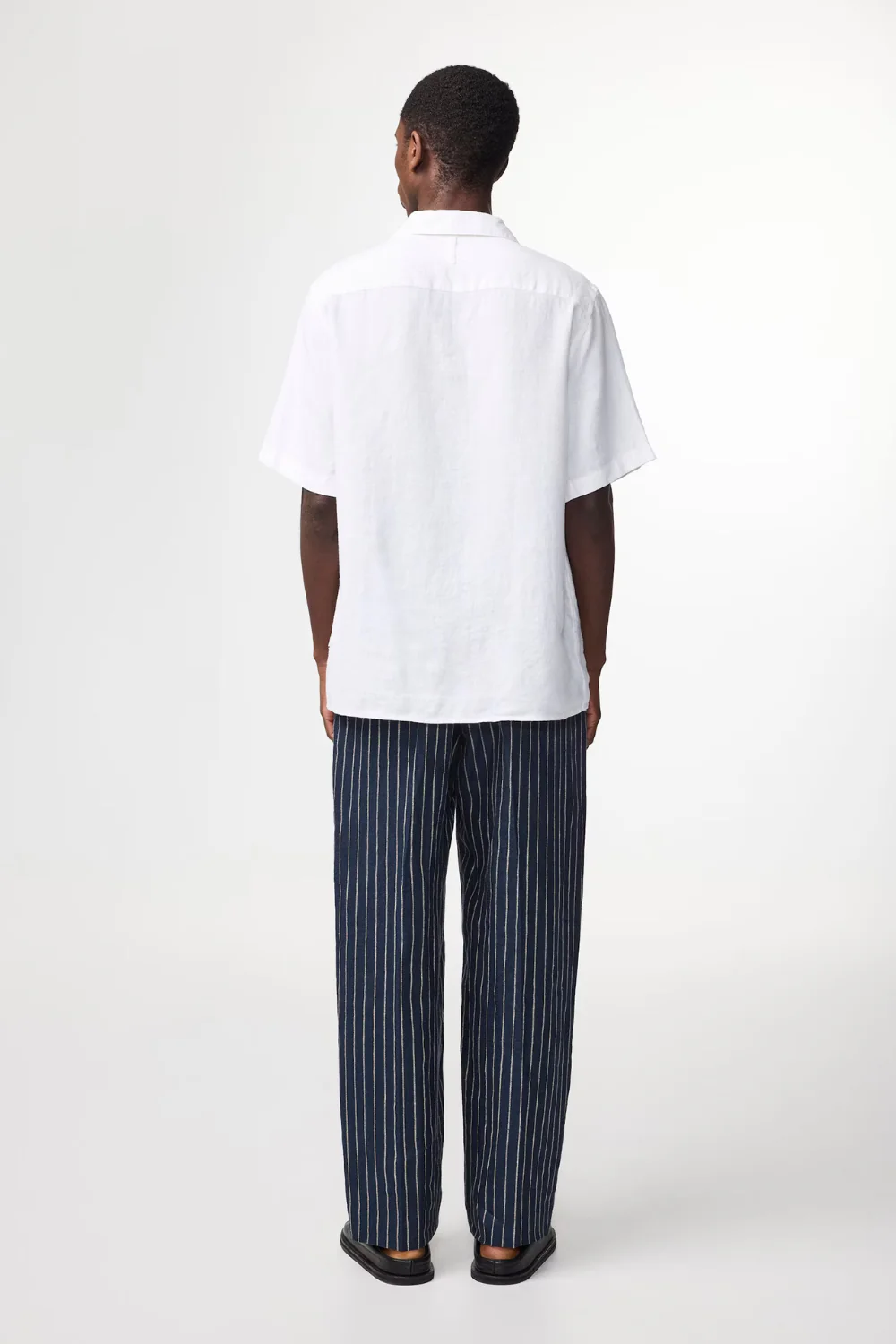 Julio Short Sleeve Open Collar Linen Shirt White - Image 3