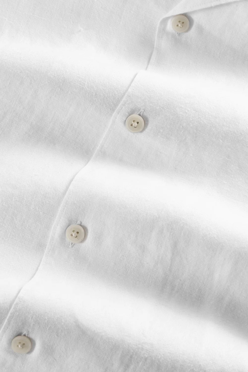 Julio Short Sleeve Open Collar Linen Shirt White - Image 4