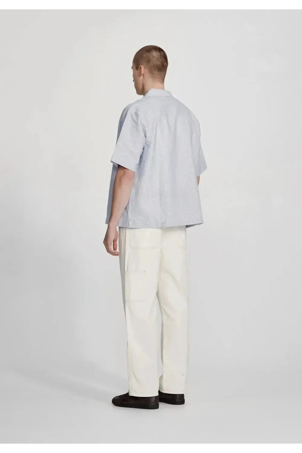 Linen Blend Box Fit Shirt - Blue Stripe COMMONERS - Image 3