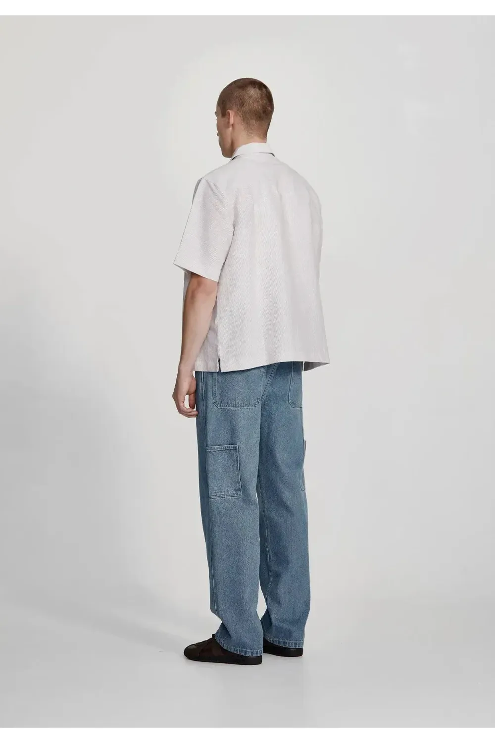Linen Blend Box Fit Shirt - Tobacco Stripe COMMONERS - Image 3