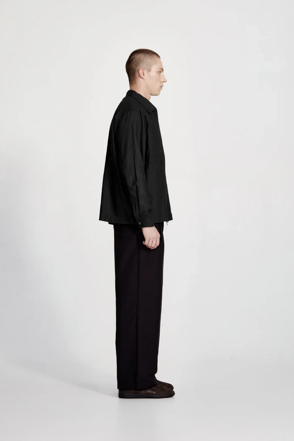 LINEN BLEND OVERSHIRT BLACK - Image 3