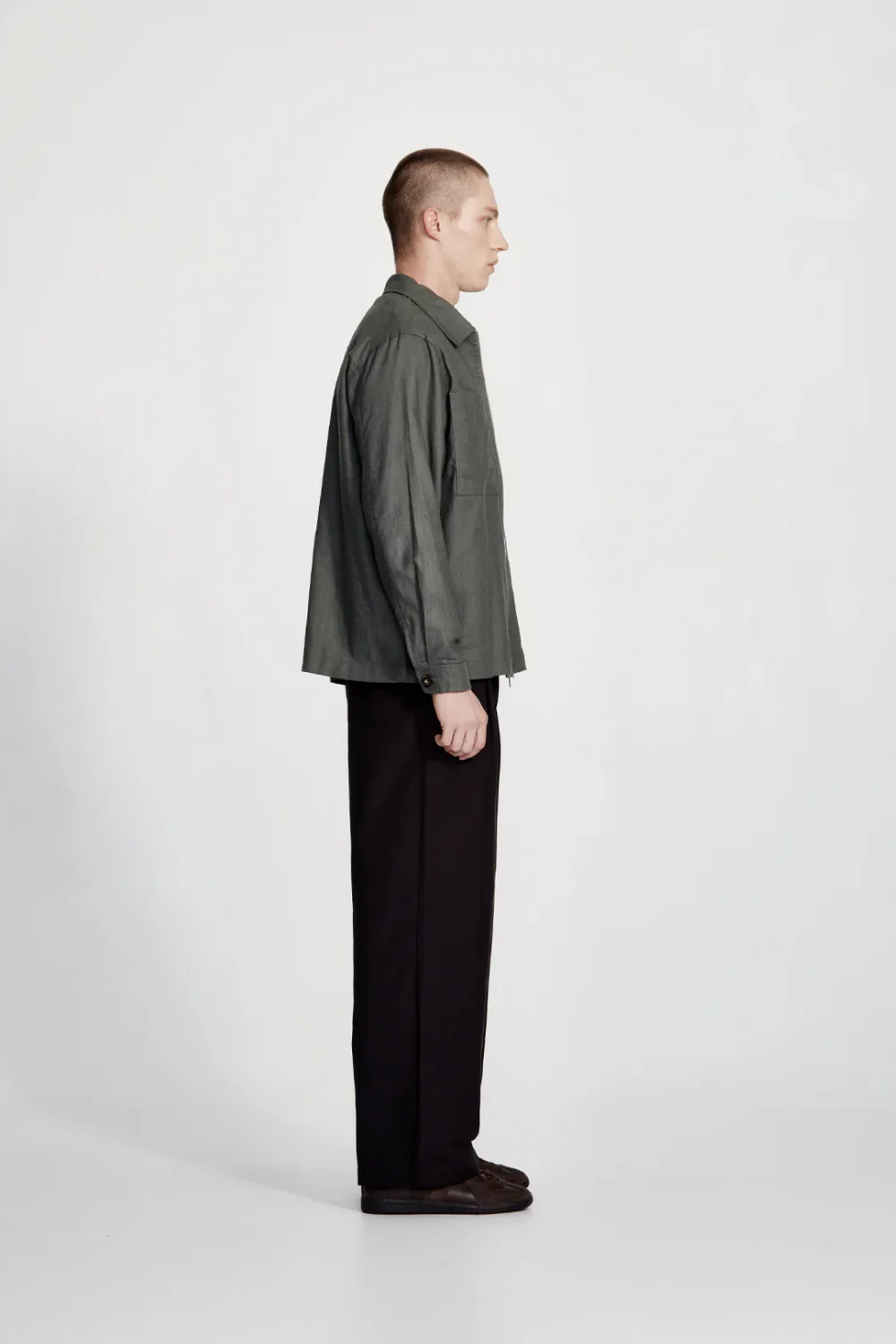 Commoners - LINEN BLEND OVERSHIRT FOG - Image 3
