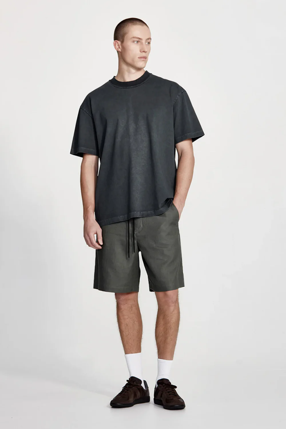 LINEN BLEND STUDIO SHORT FOG - Image 2