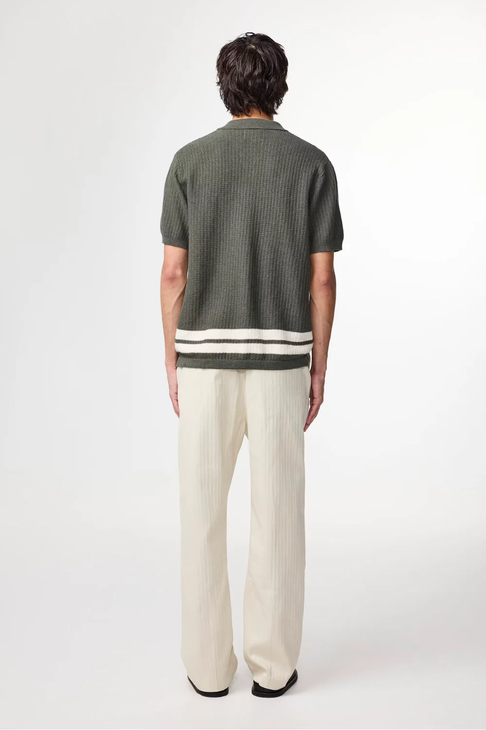 NN.07 Ares - Textured Stitch Shirt Croc Green - Image 3