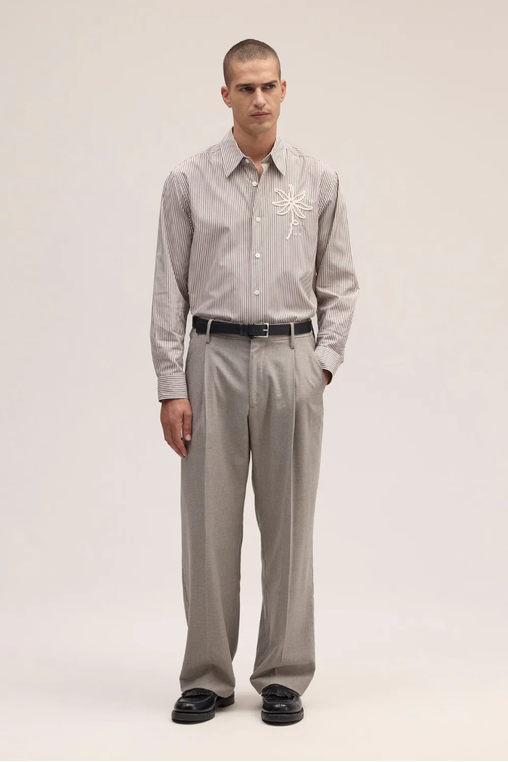 NN.07 Quinsy Pima Cotton Shirt Brown Stripe - Image 3