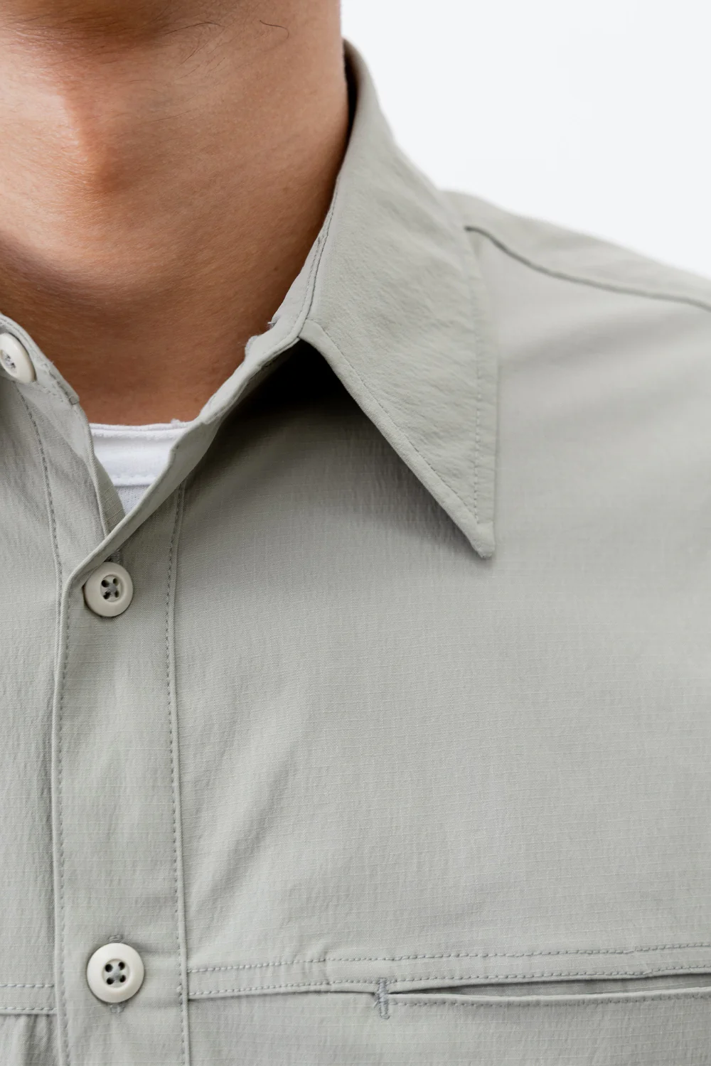 Observe / Rip Stop Panel Shirt - Sage - Image 3