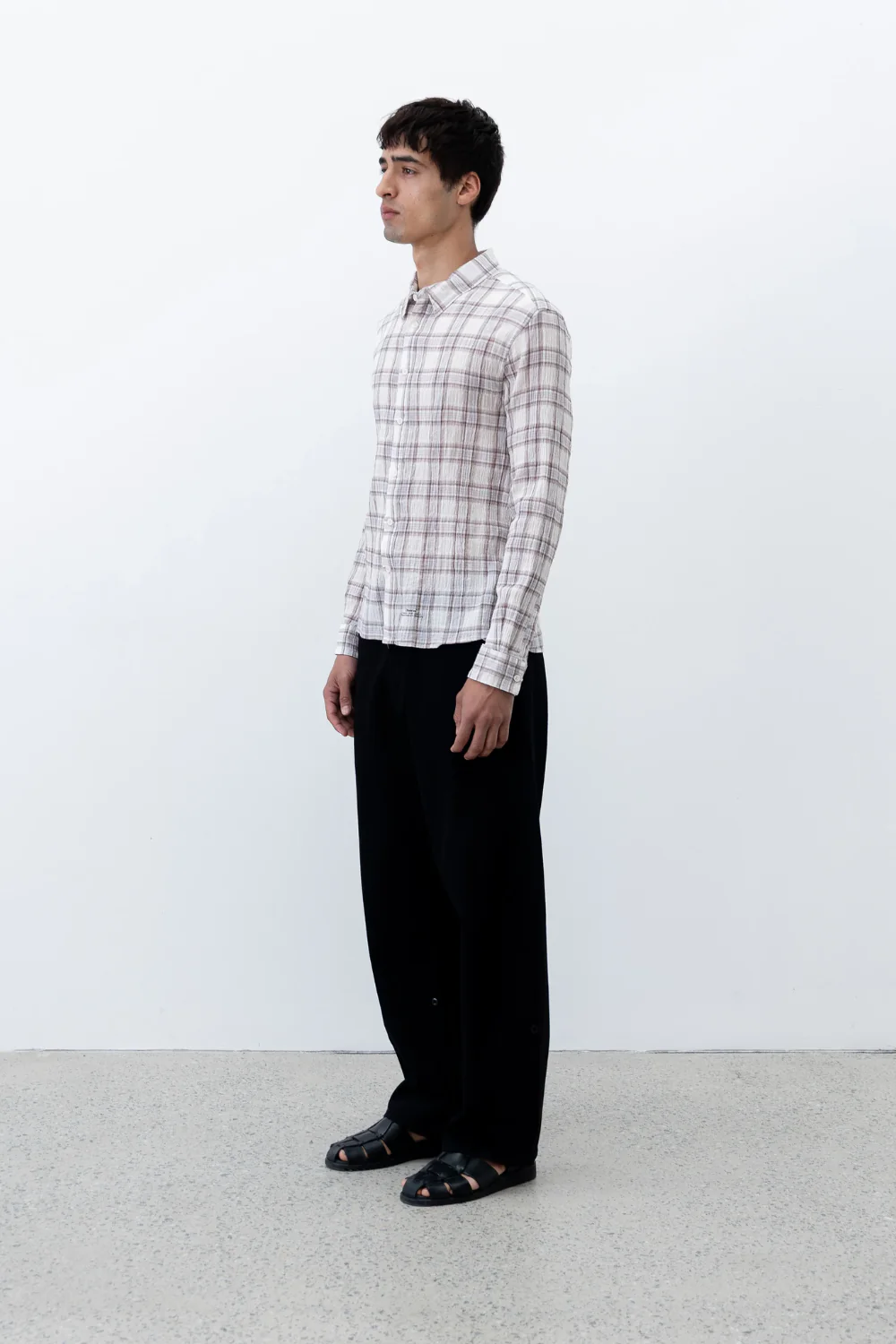 Observe / Seersucker Plaid Shirt - Brown / Blue