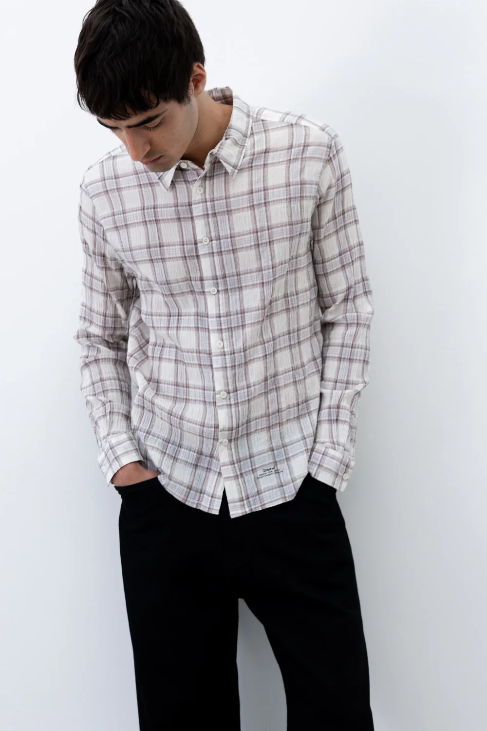 Observe / Seersucker Plaid Shirt - Brown / Blue - Image 2