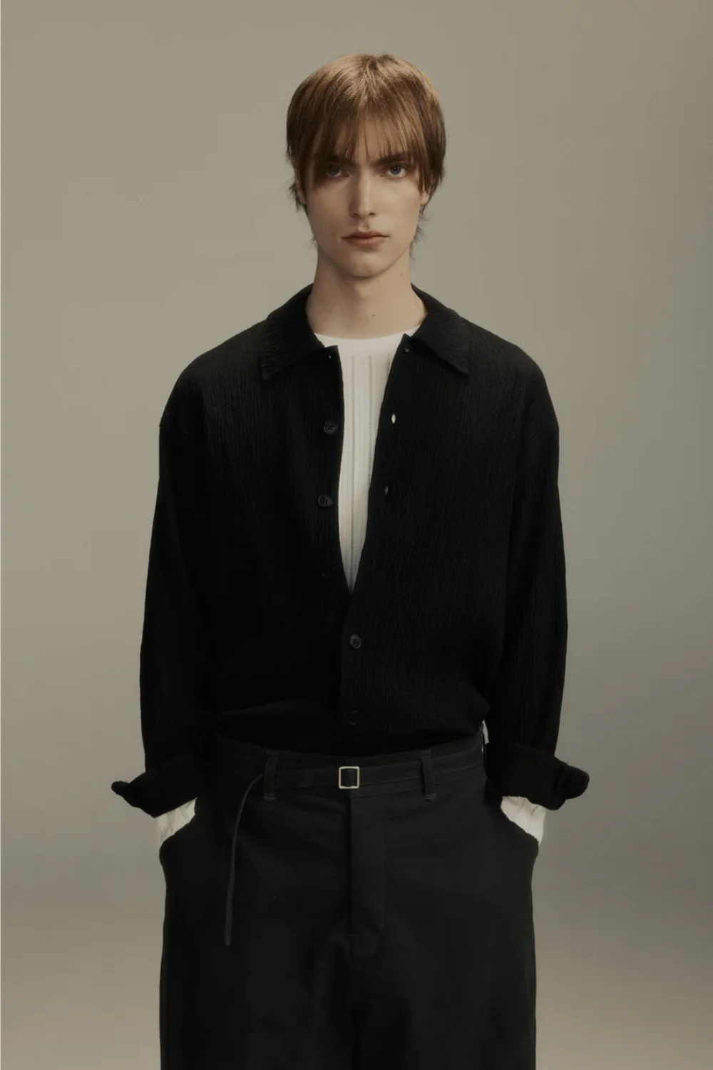 Porter James / Pleated Big Business Shirt Black - Image 2