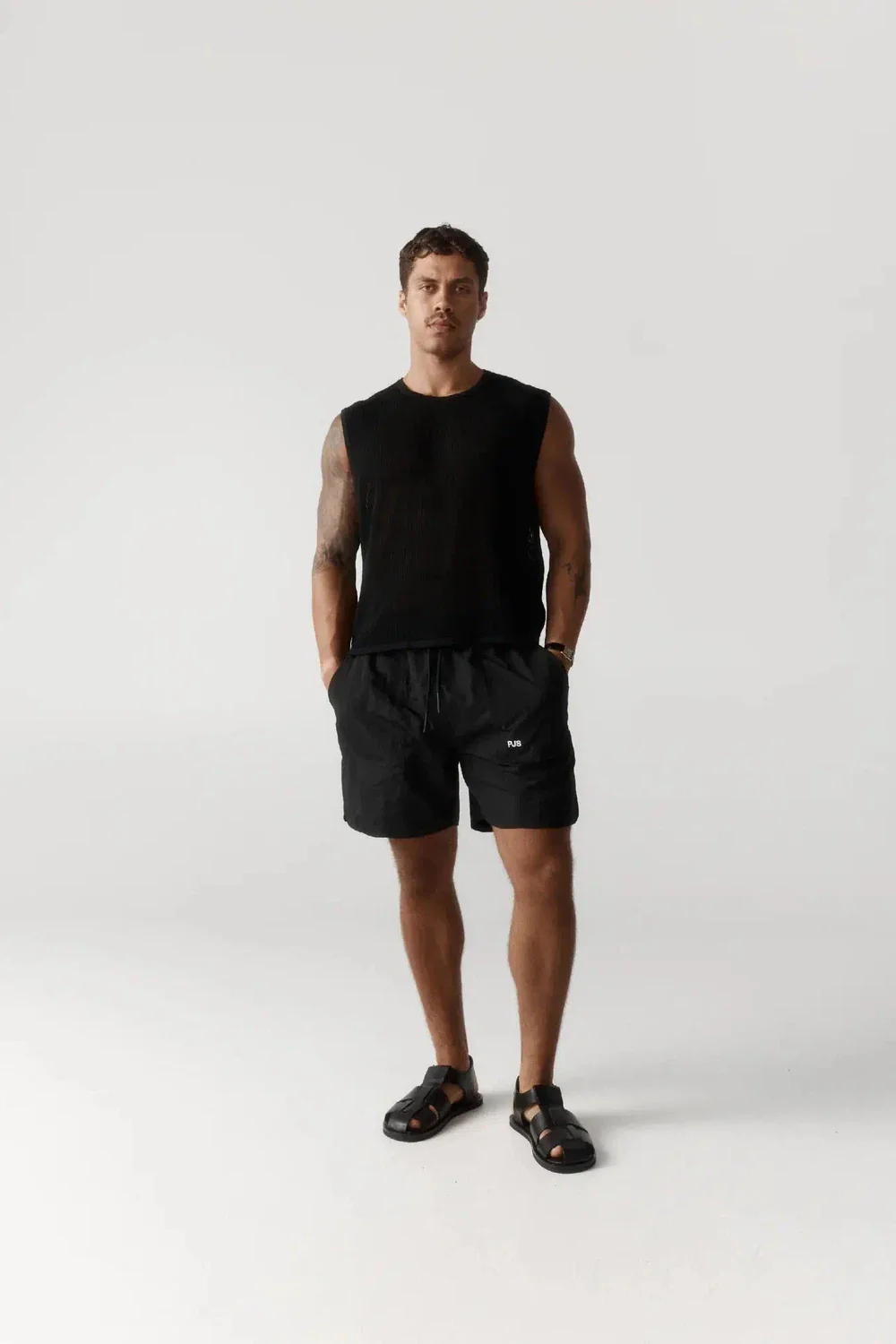 Porter James Sports Knitted Mesh Vest Black - Image 3