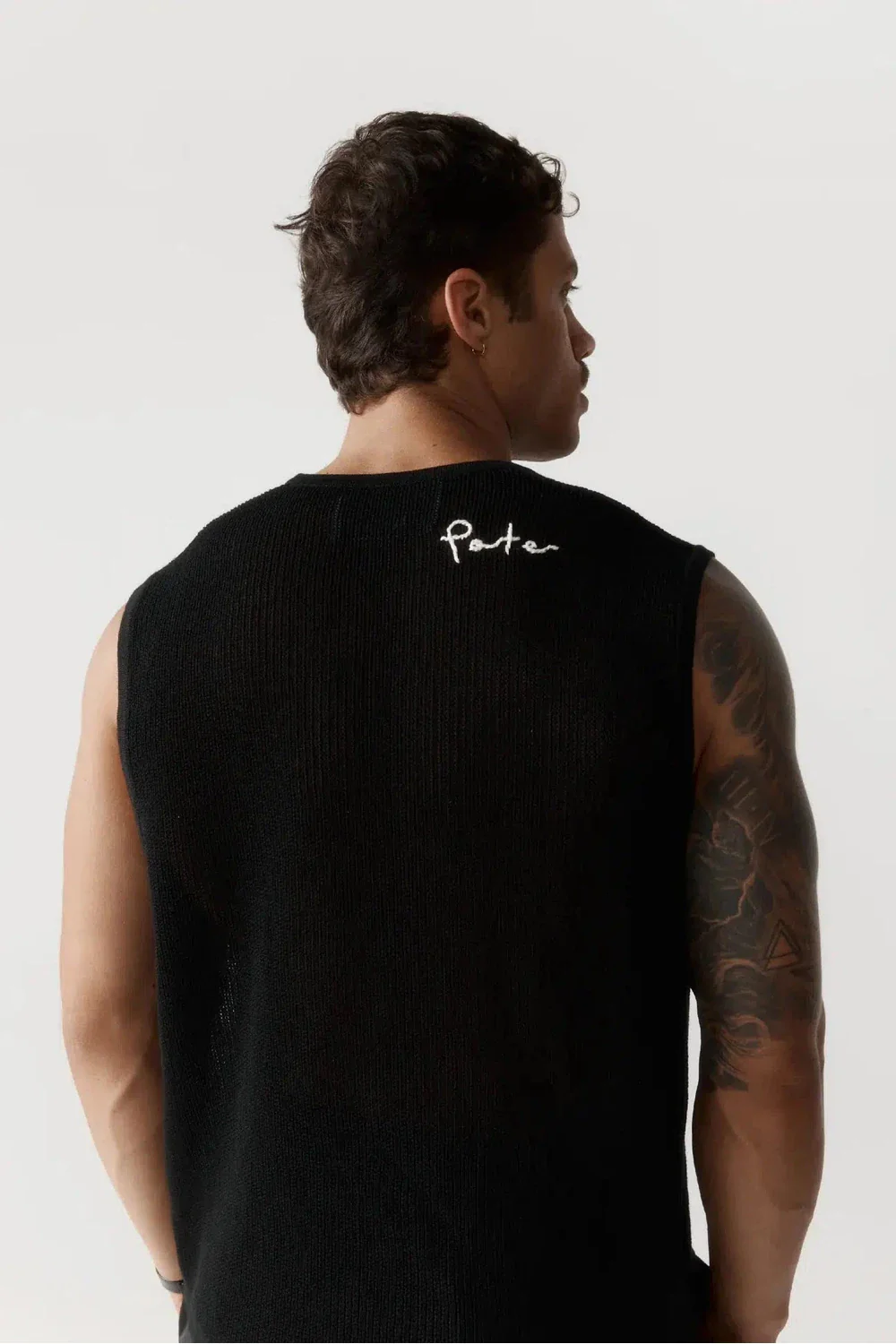 Porter James Sports Knitted Mesh Vest Black - Image 4