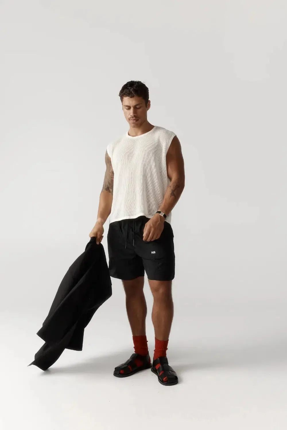 Porter James Sports Knitted Mesh Vest Ivory - Image 3