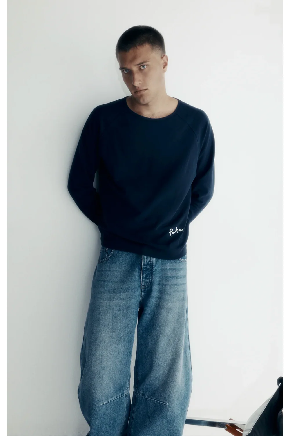 Porter James Sports Long Sleeve Waffle Navy - Image 2