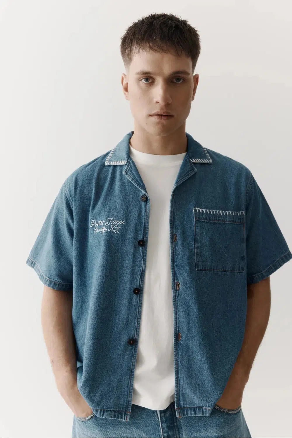 Porter James Sports Revere Shirt w/Pocket Denim - Image 4