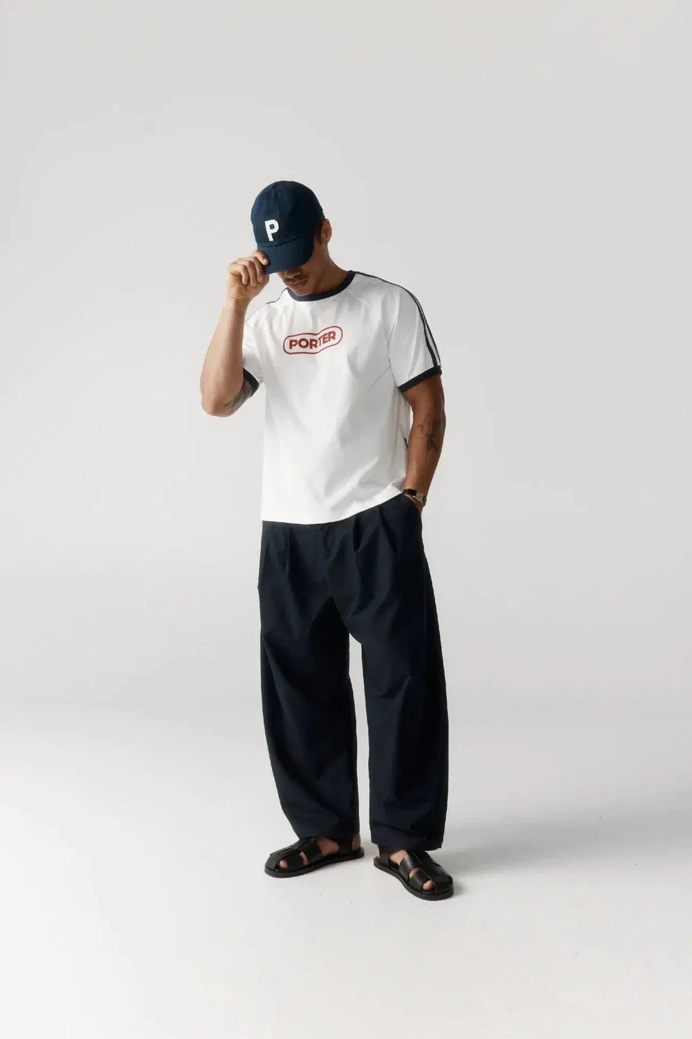 Porter James Sports Ringer Sports Tee White + Navy - Image 3
