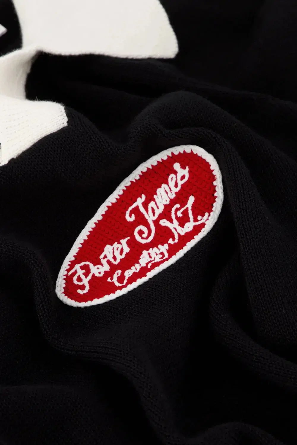Porter James Sports S/S Cropped Rugby Knit Black/White - Image 3