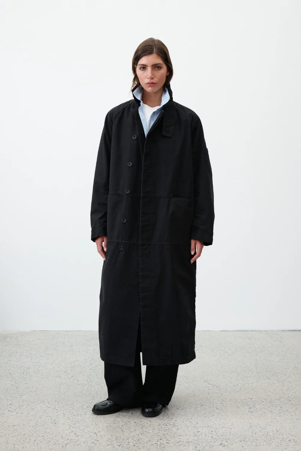 Observe - Reverse Twill Panel Trench - Black - Image 3