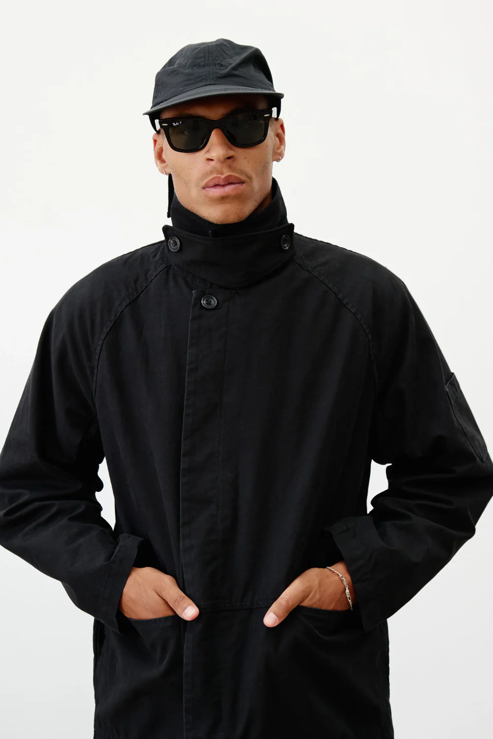 Observe - Reverse Twill Panel Trench - Black - Image 4