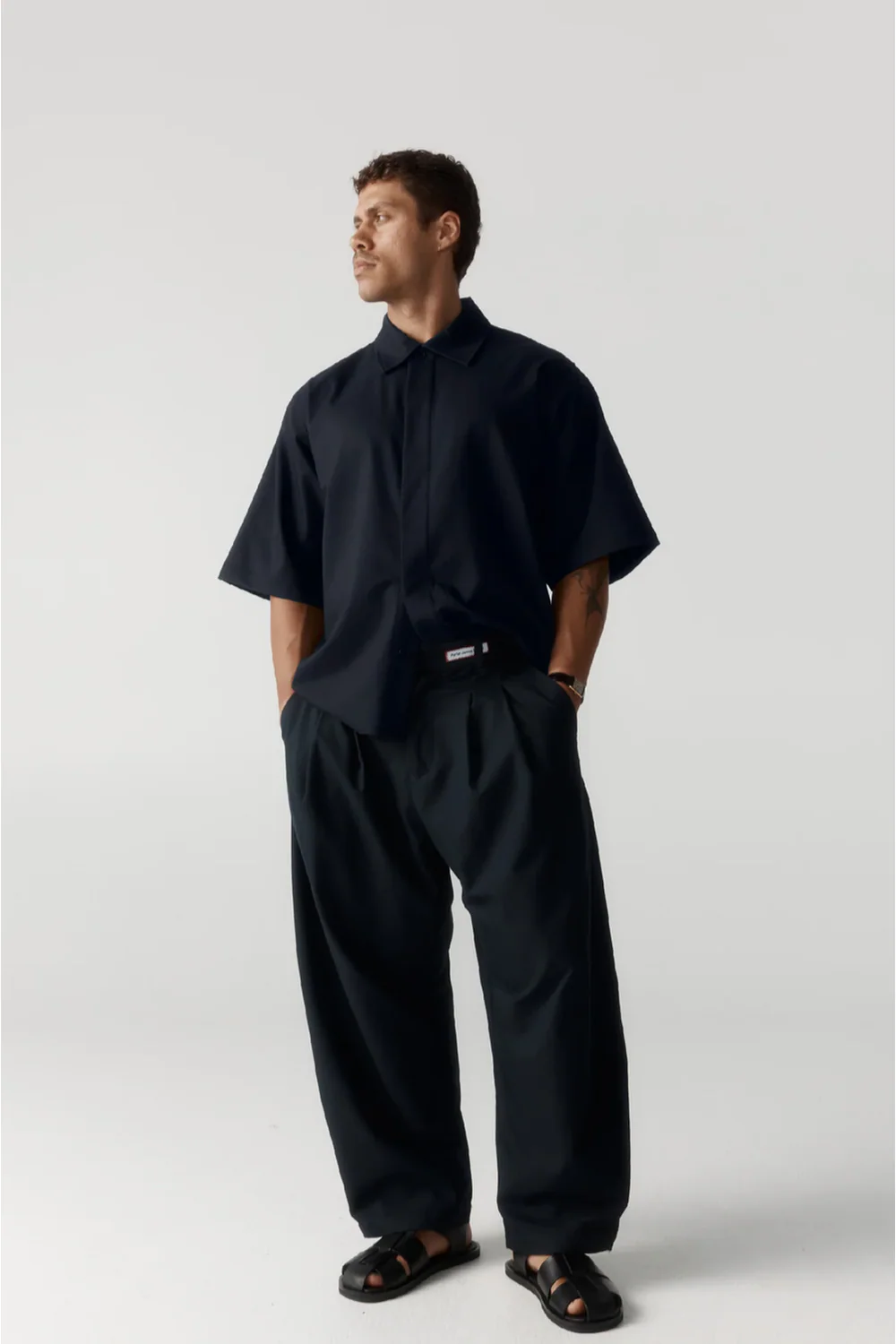S/S Placket Shirt  Navy Suiting - Image 3