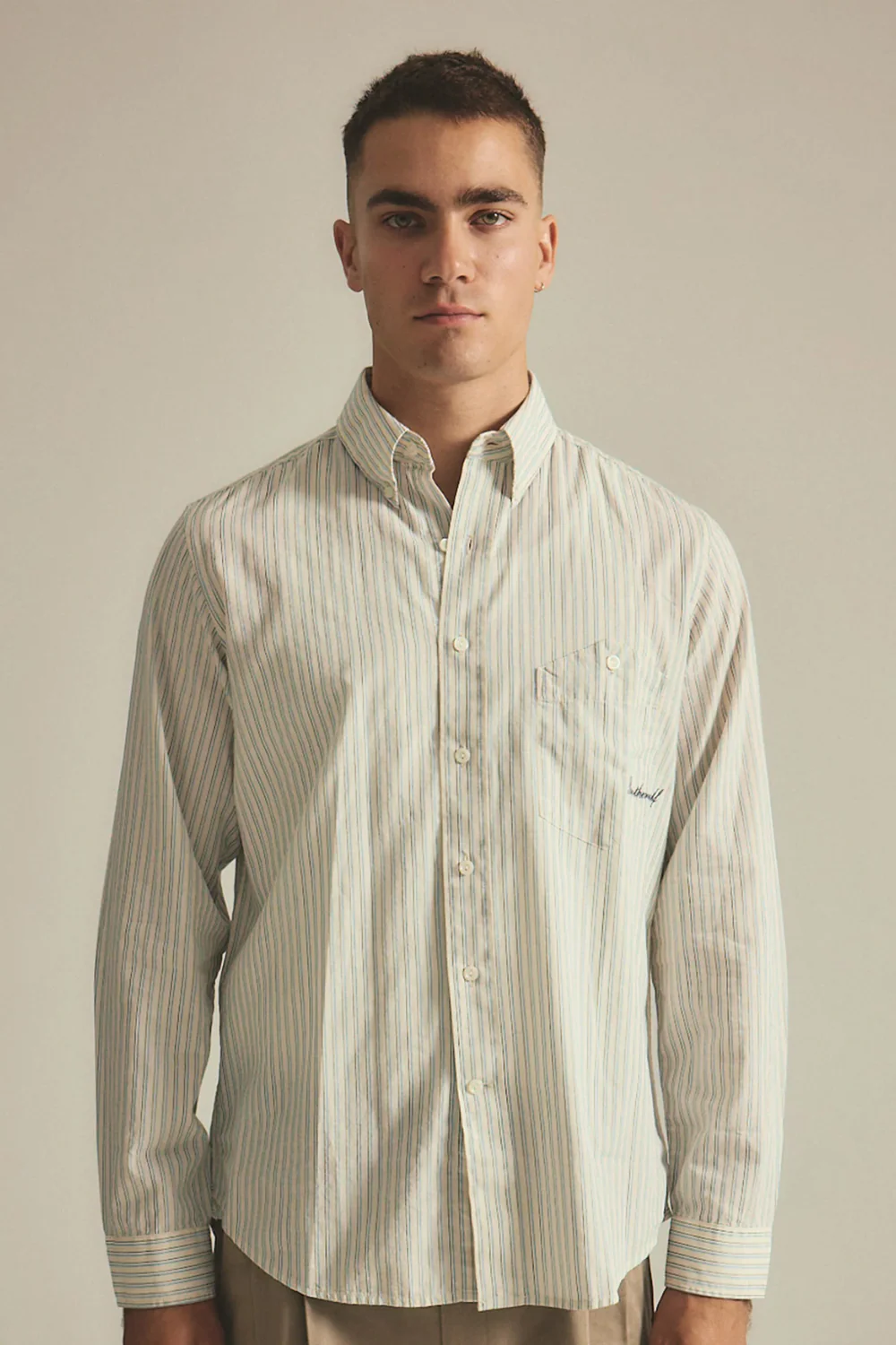 Brotherwolf - Script L/S Shirt - White Stripe - Image 2