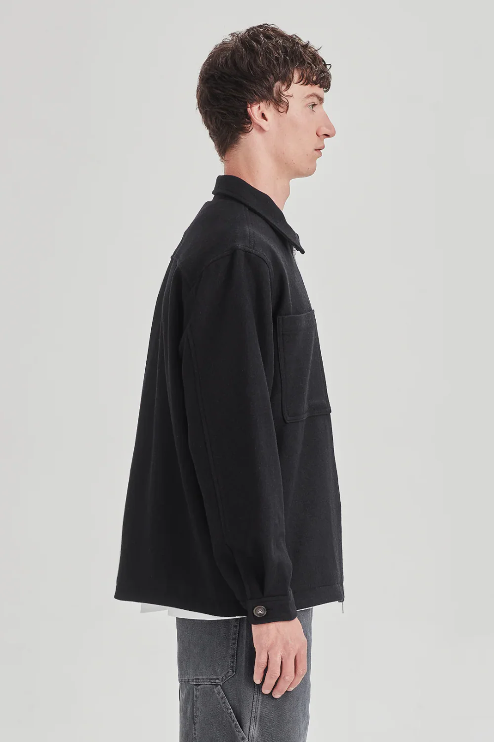 WOOL BLEND SHACKET - BLACK - Image 3