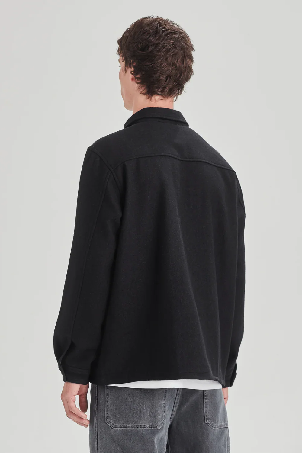 WOOL BLEND SHACKET - BLACK - Image 4