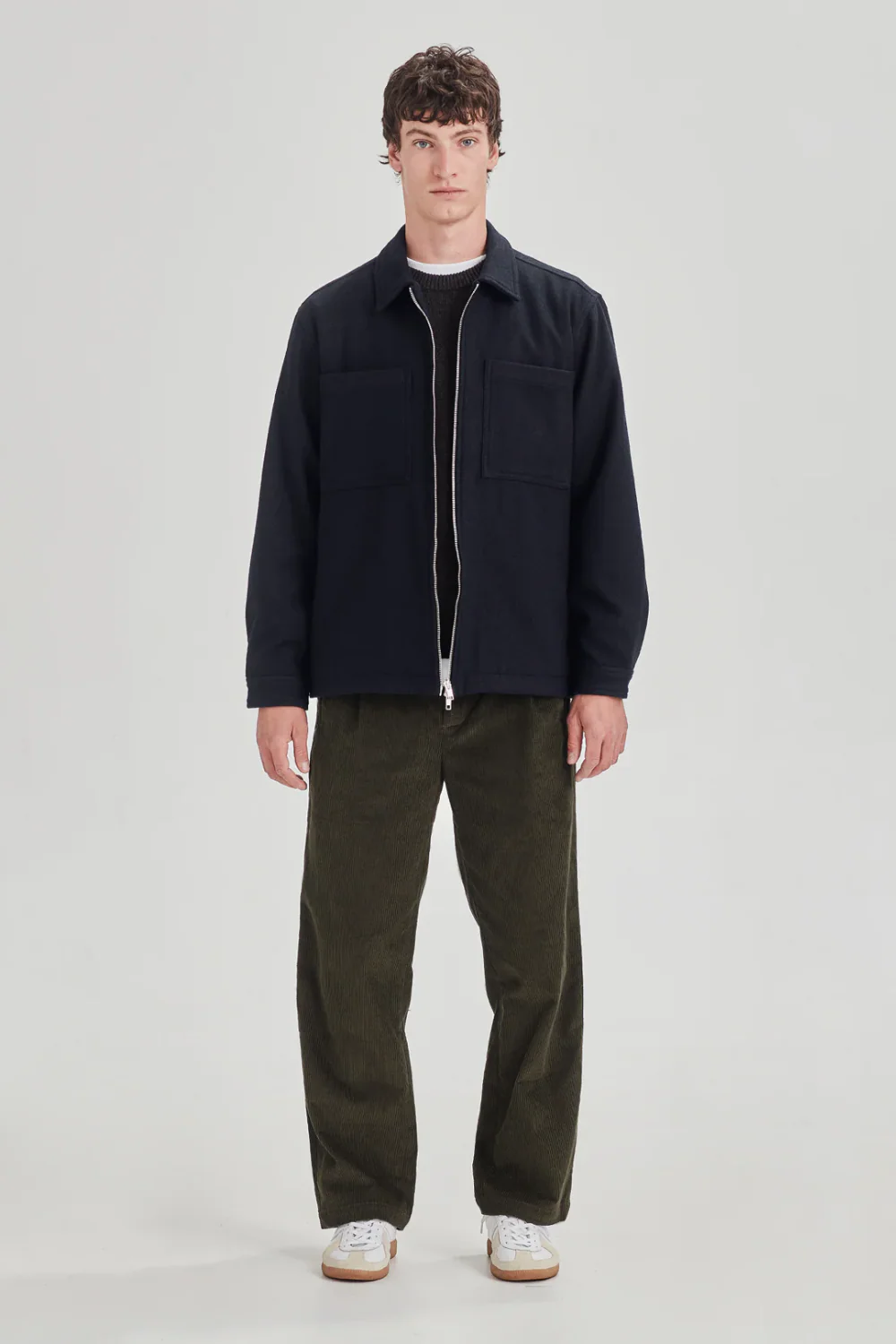 WOOL BLEND SHACKET / NAVY