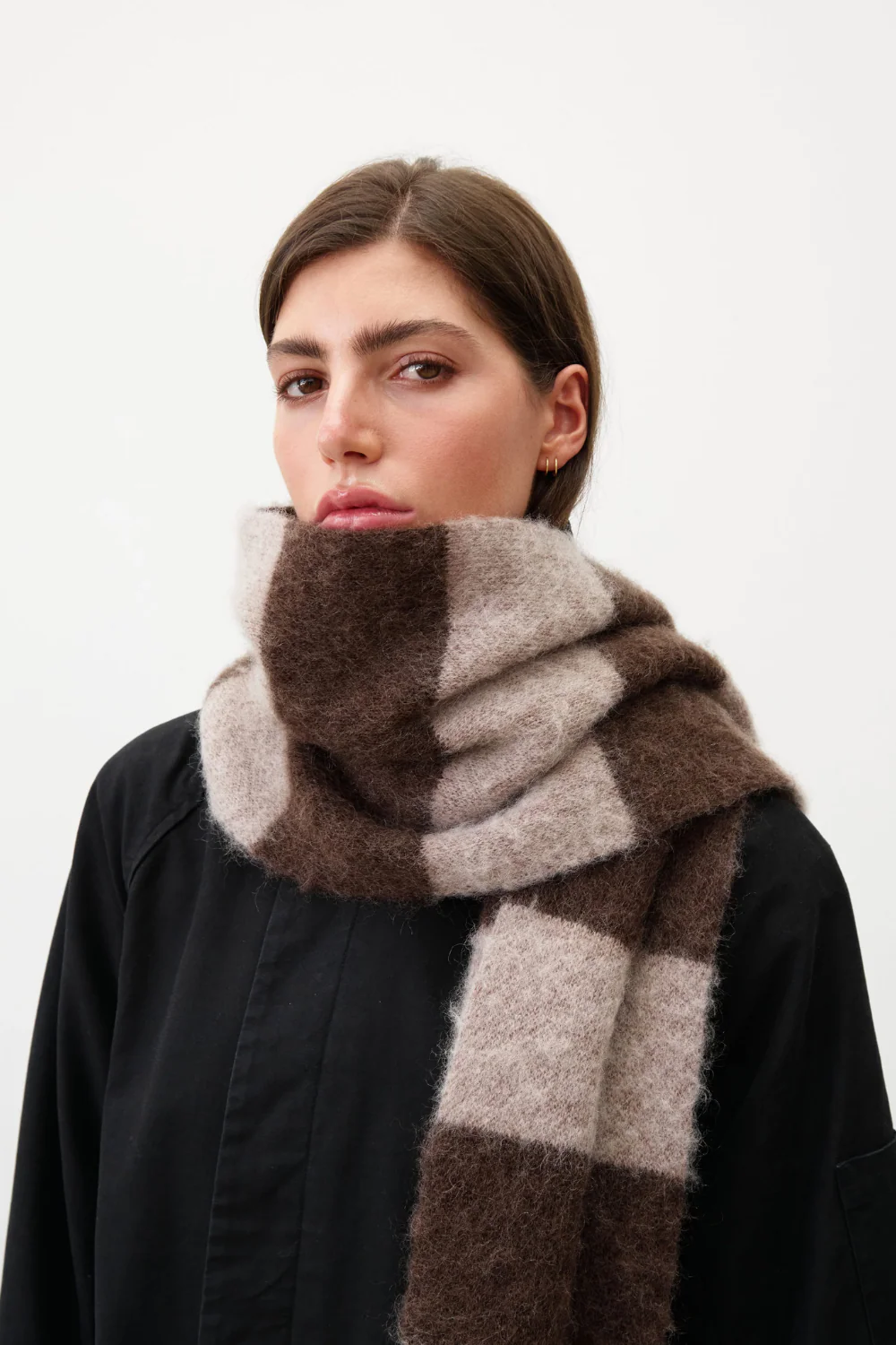 Observe - Wool Mohair Striped Scarf - Mocha - Image 3
