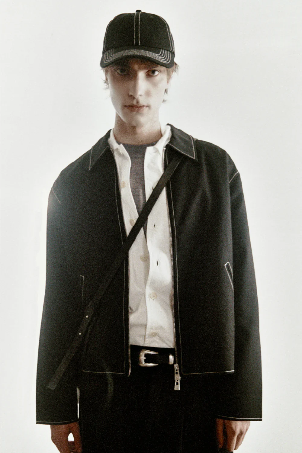 Porter James / Workers Jacket Black Wool + Contrast Stitch - Image 4